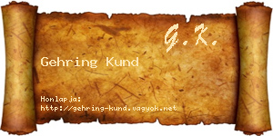 Gehring Kund névjegykártya